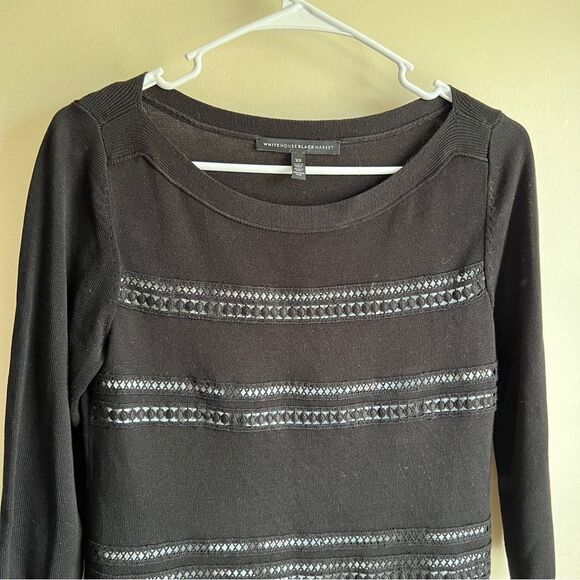 White House Black Market Embroidered Contrast Layered Pullover Sweater - Picture 7 of 7